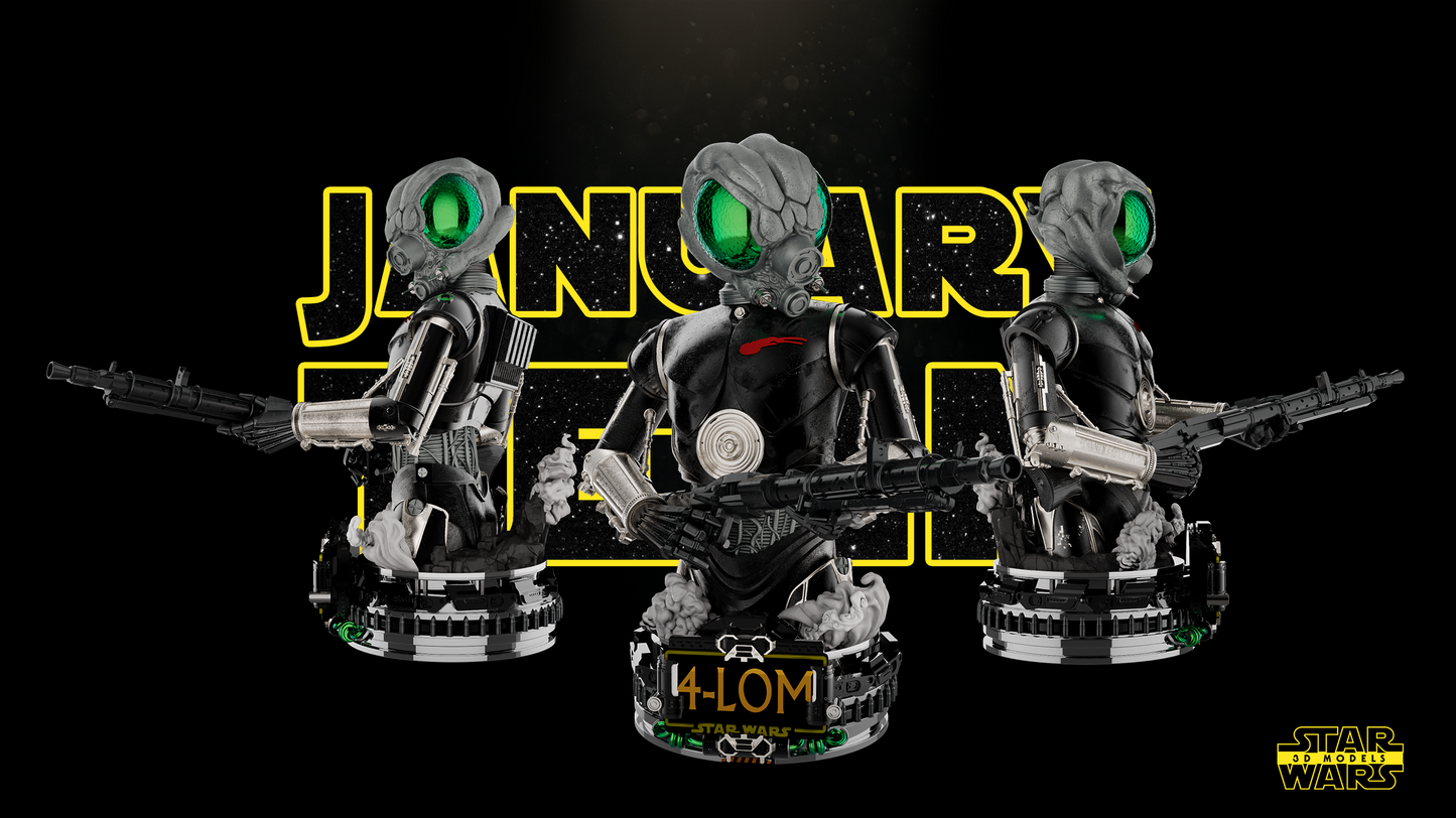 4-LOM Bust Sculpture - Star Wars 3D Models