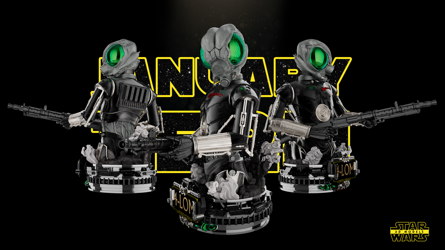 4-LOM Bust Sculpture - Star Wars 3D Models