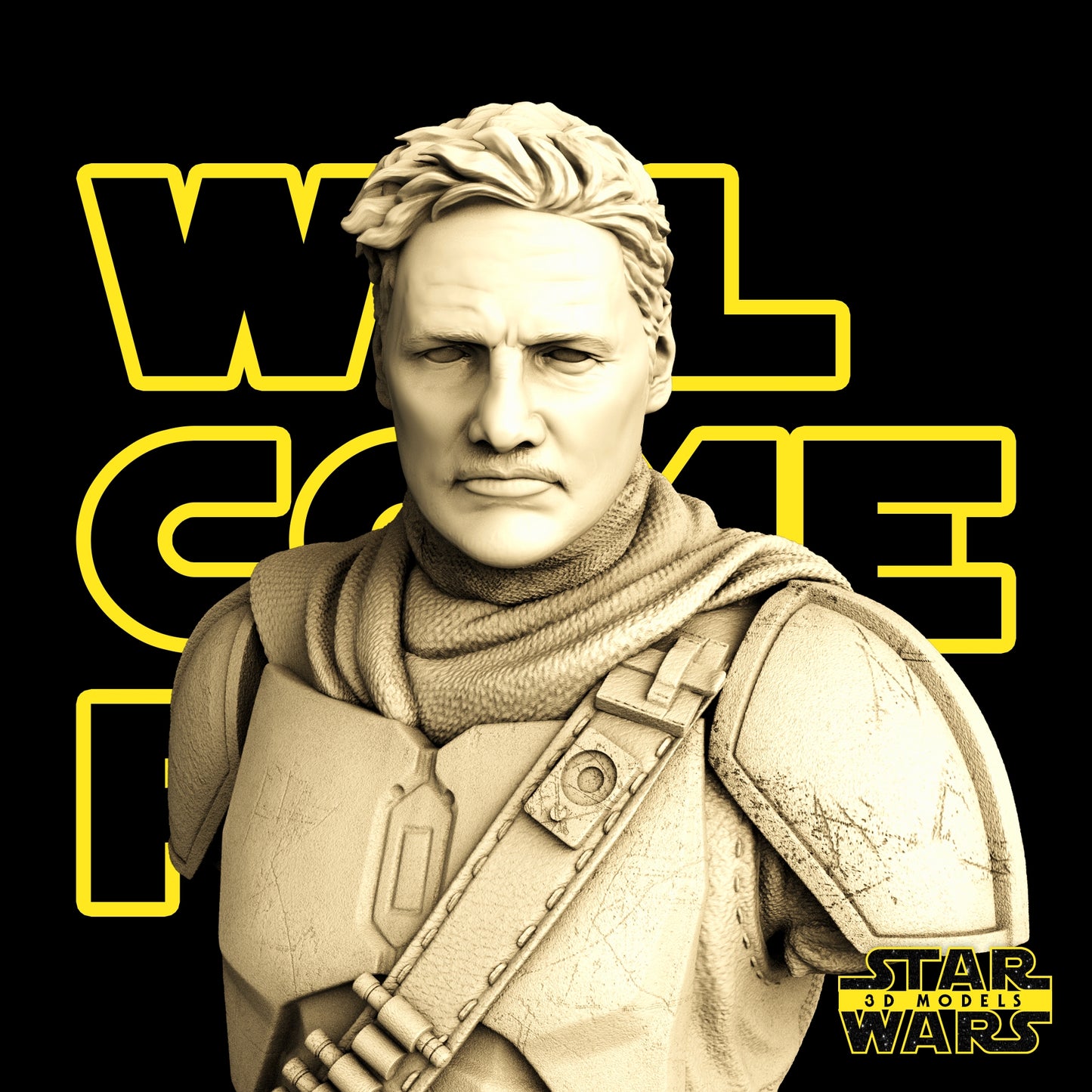 Mandalorian Bust Sculpture - Star Wars 3D Models