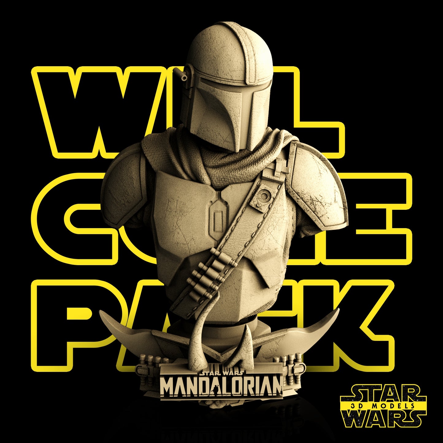 Mandalorian Bust Sculpture - Star Wars 3D Models