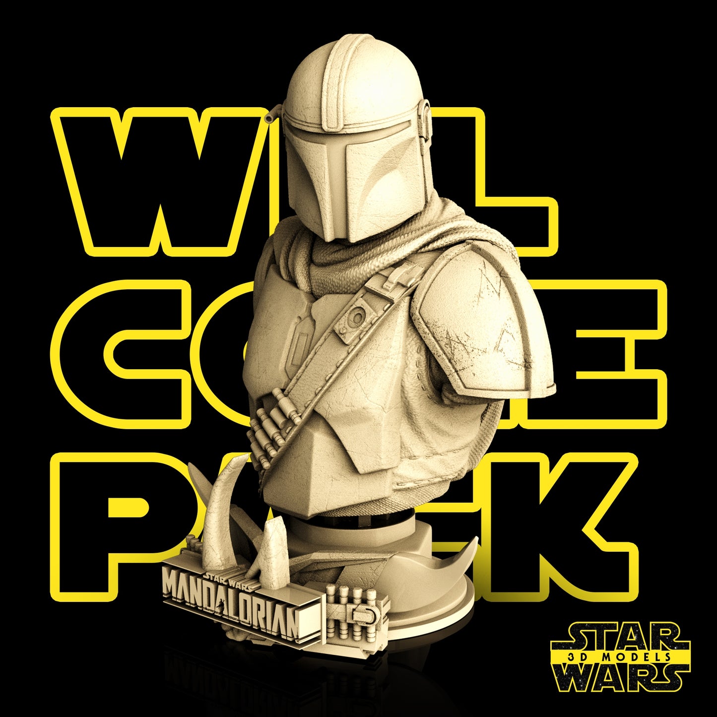 Mandalorian Bust Sculpture - Star Wars 3D Models