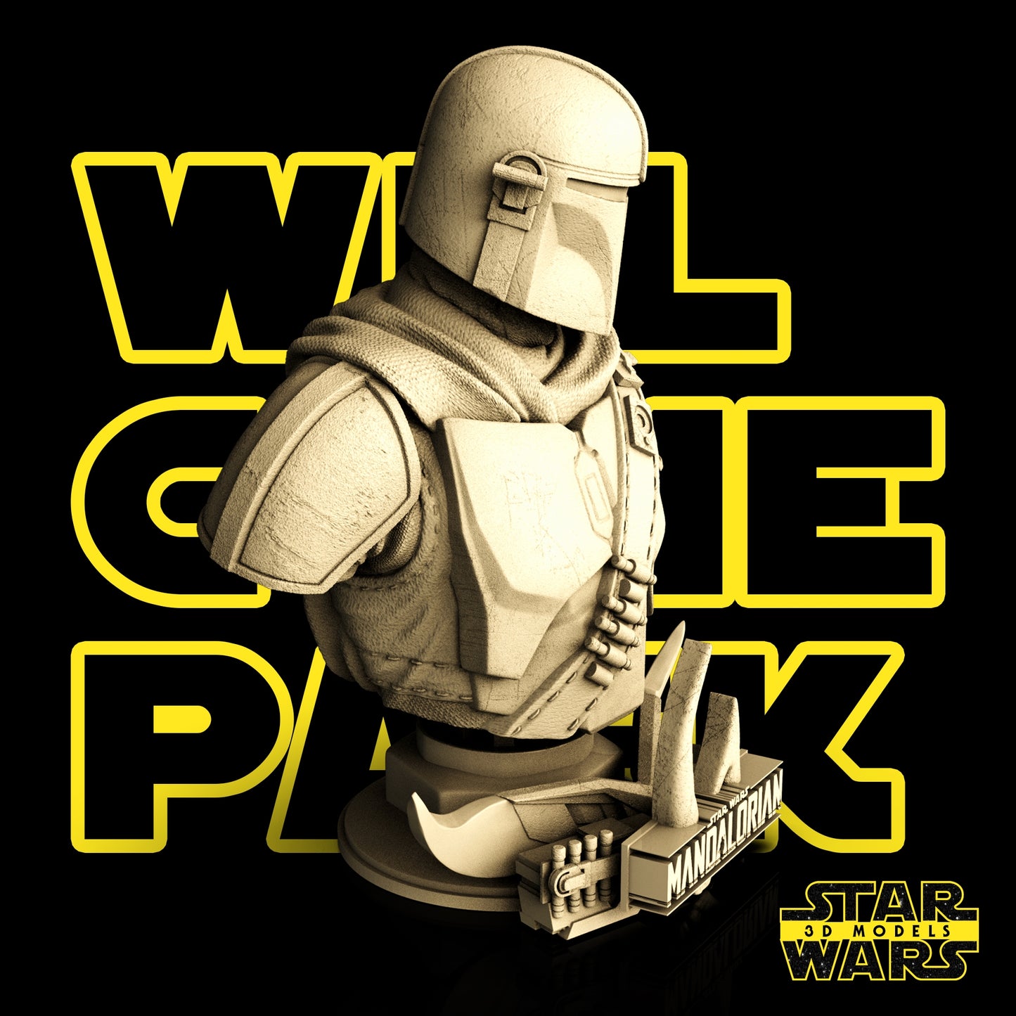 Mandalorian Bust Sculpture - Star Wars 3D Models